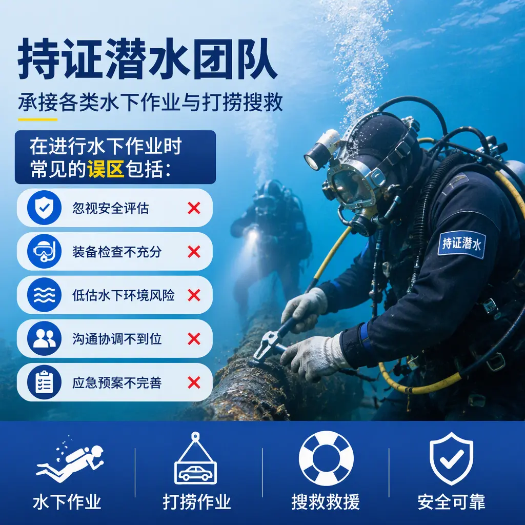 持证潜水团队，承接各类水下作业与打捞搜救大观