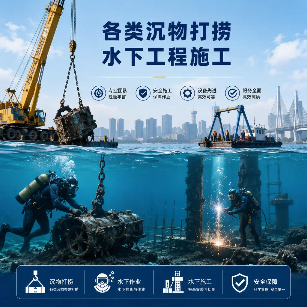 大观各类沉物打捞，水下工程施工
